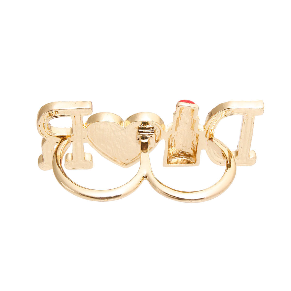 Double-D Finger Ring Radiant in Red Stylish Statement Jewelry