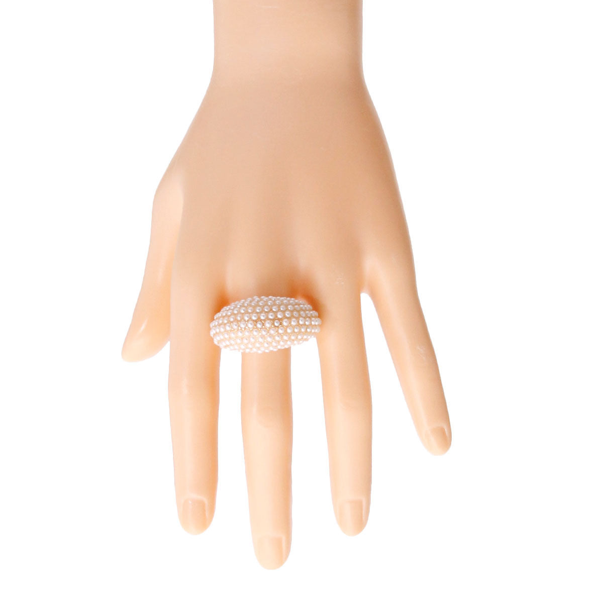 Statement Cocktail Ring with Cream Pearl Rounded Design