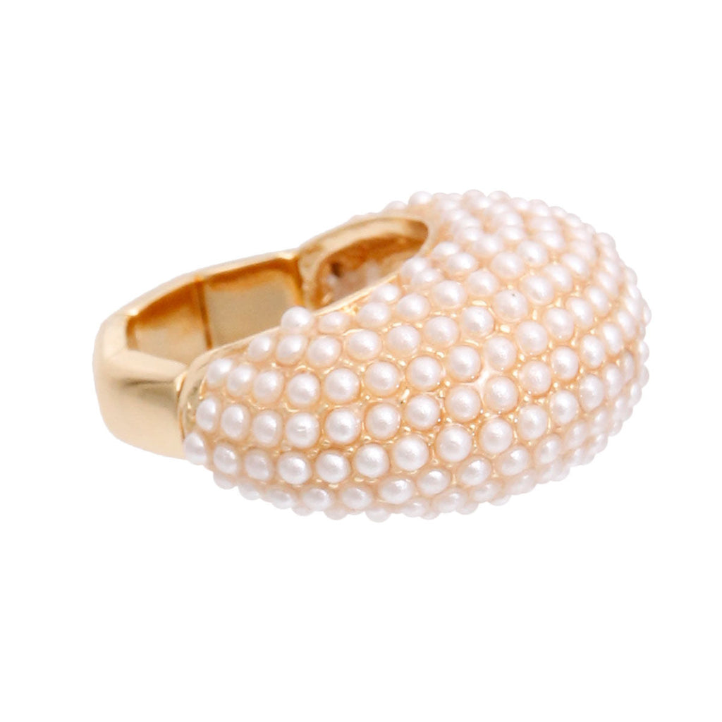 Statement Cocktail Ring with Cream Pearl Rounded Design