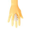 Elongated Gold Rhinestone Statement Ring Stylish Jewelry Accessory