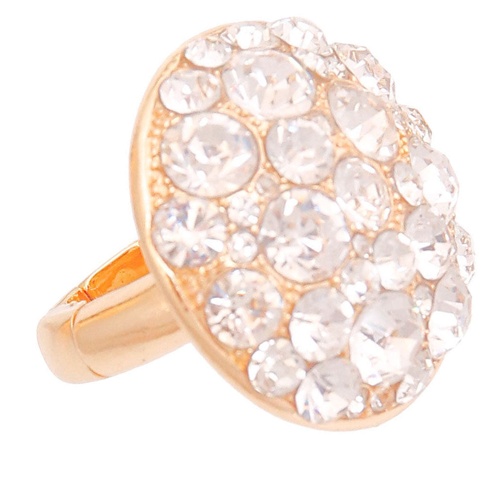 Statement Cocktail Ring Gold Crystal Bauble Stylish Fashion Jewelry