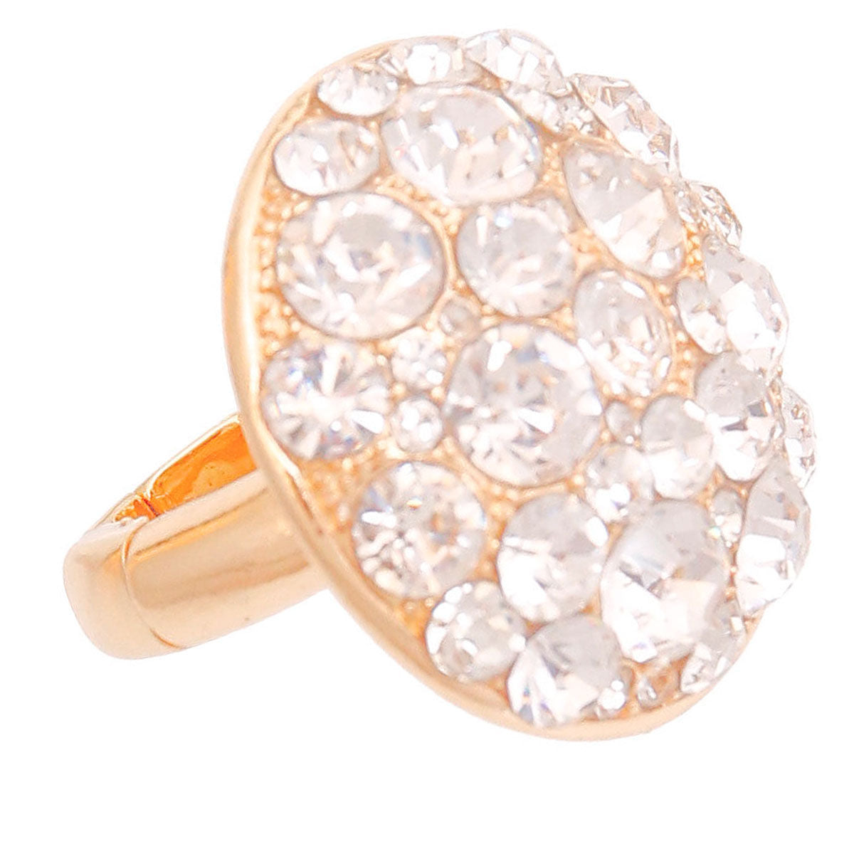 Statement Cocktail Ring Gold Crystal Bauble Stylish Fashion Jewelry
