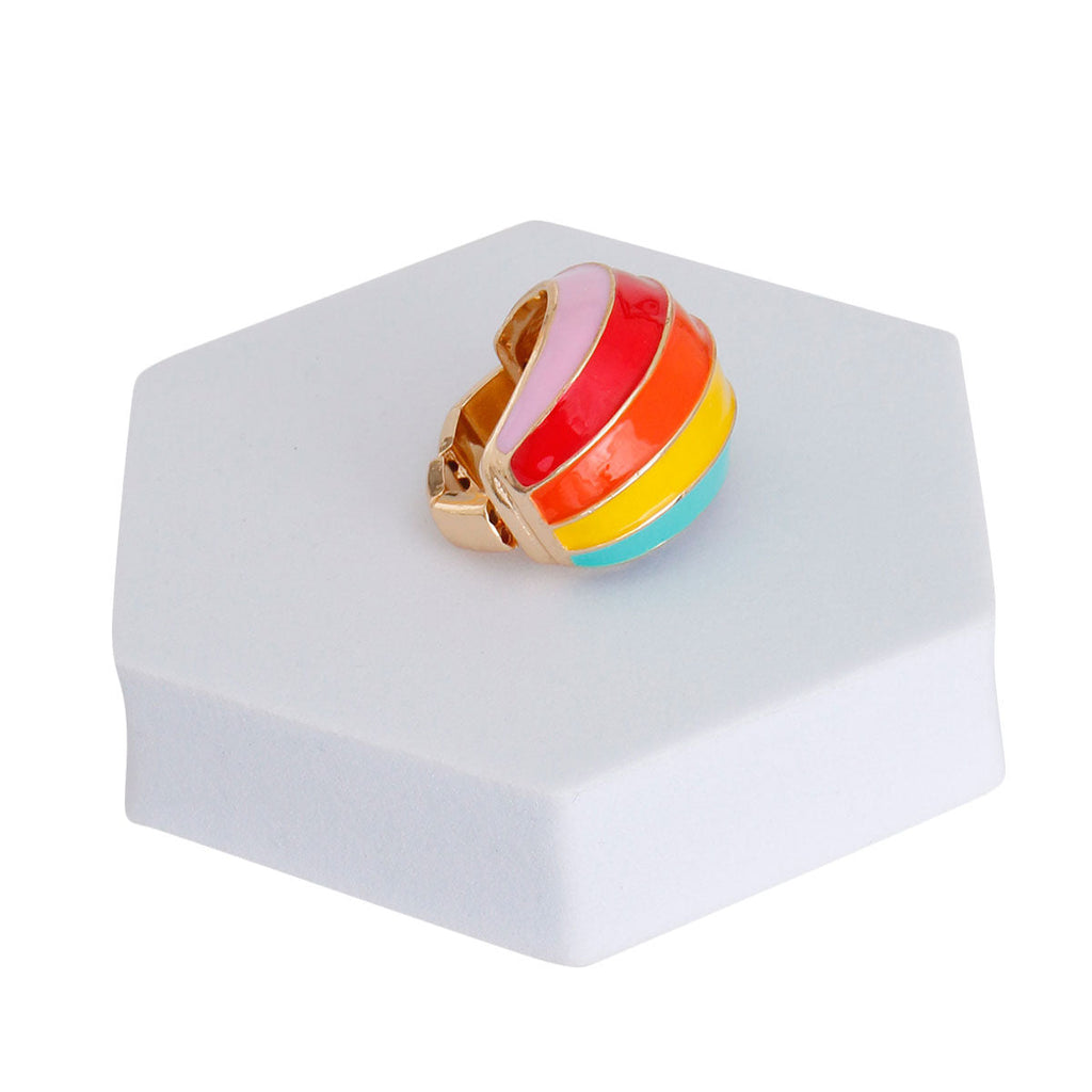 Statement Dome Ring Multicolored Rainbow and Gold Stylish Jewelry