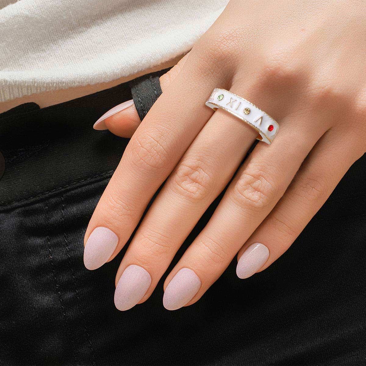Roman Numeral Ring White Stylish Fashion Jewelry Accessory