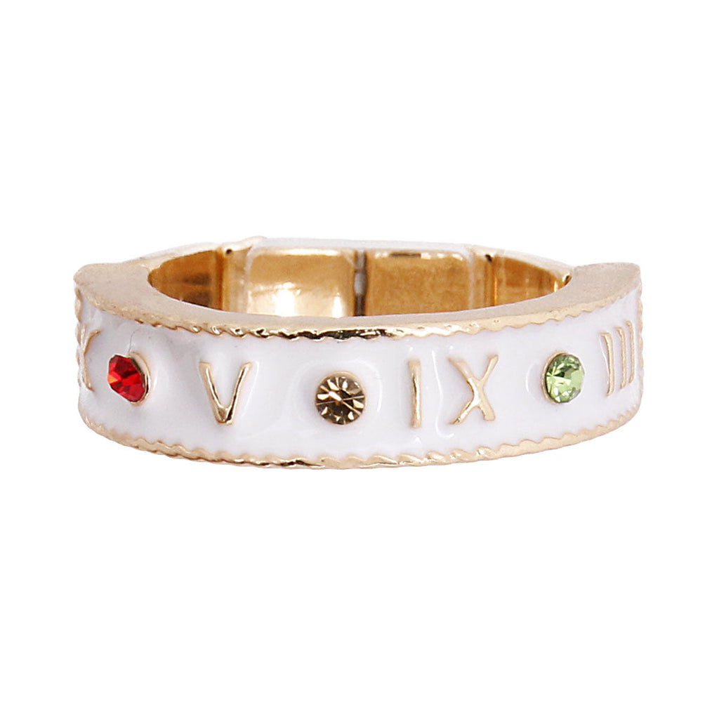 Roman Numeral Ring White Stylish Fashion Jewelry Accessory