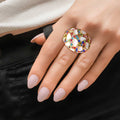 Statement Leopard Dome Ring in Gold and White – Trendy Fashion Jewelry