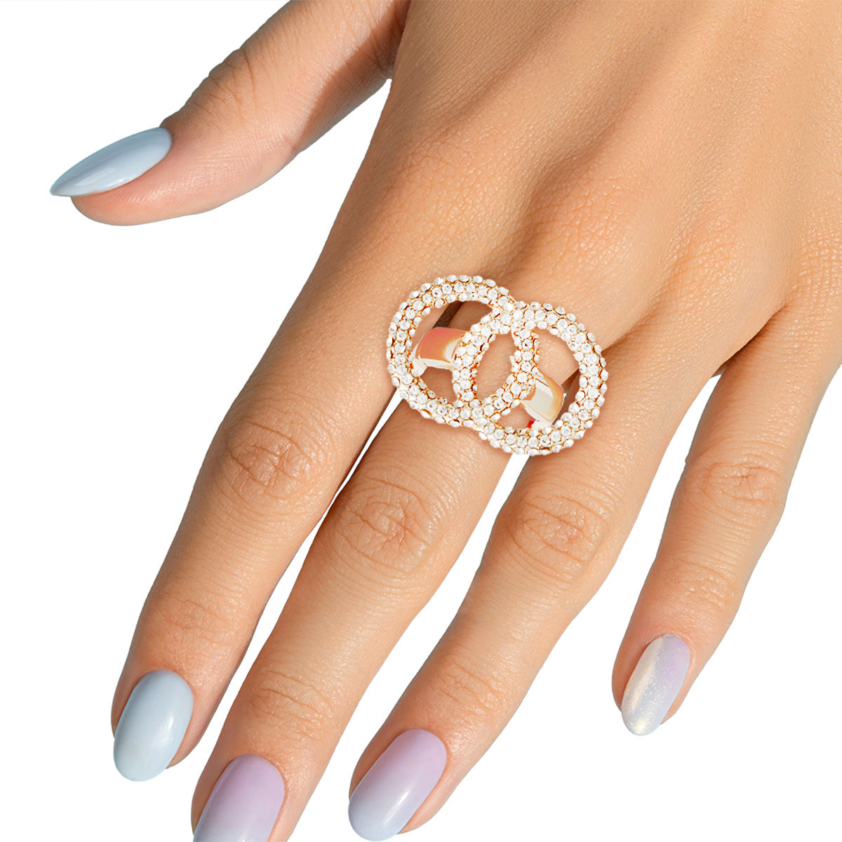 Infinity Link Ring Gold Pave Stylish Statement Jewelry