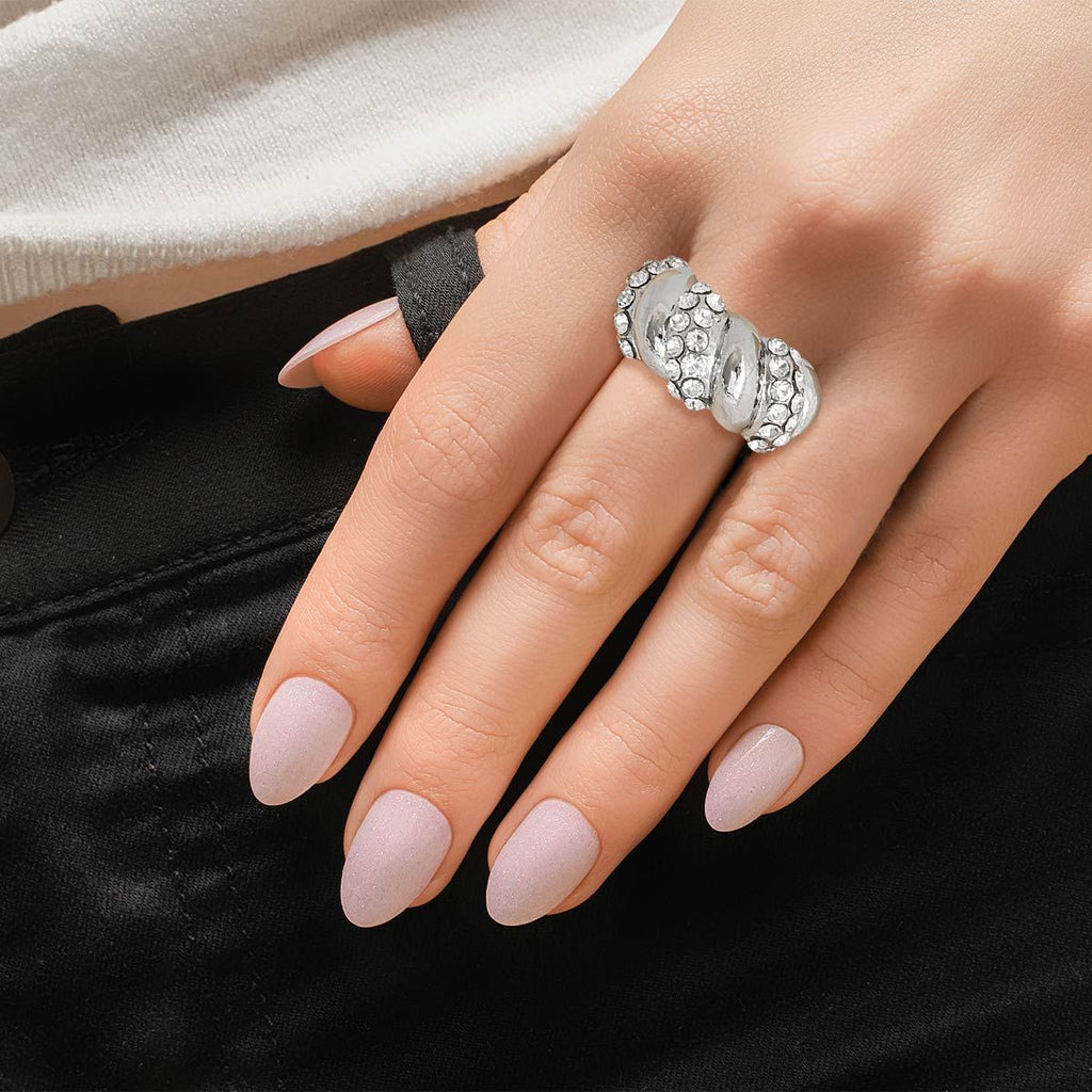 Statement Silver Twisted Swivel Cocktail Ring Stylish Elegant Jewelry Accessory