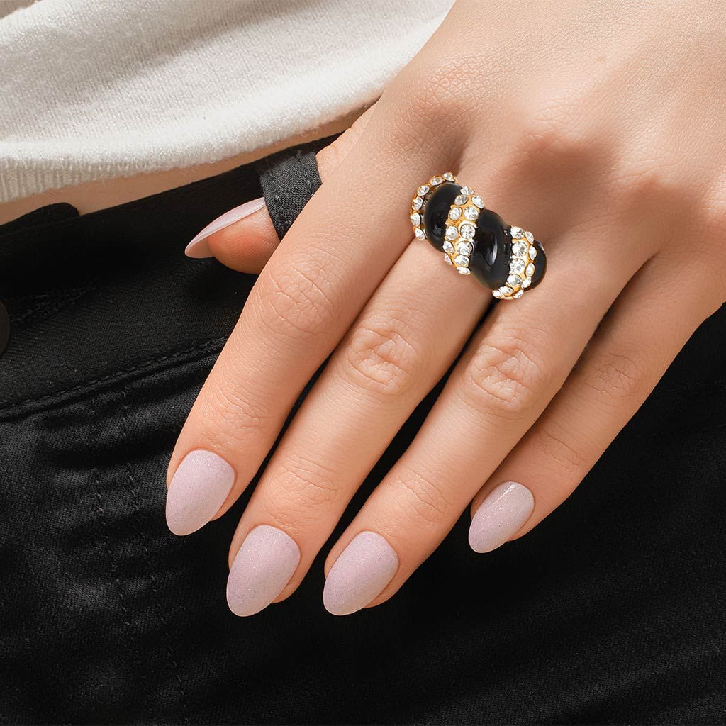 Statement Twisted Cocktail Ring in Black and Gold – Stylish Fashion Jewelry