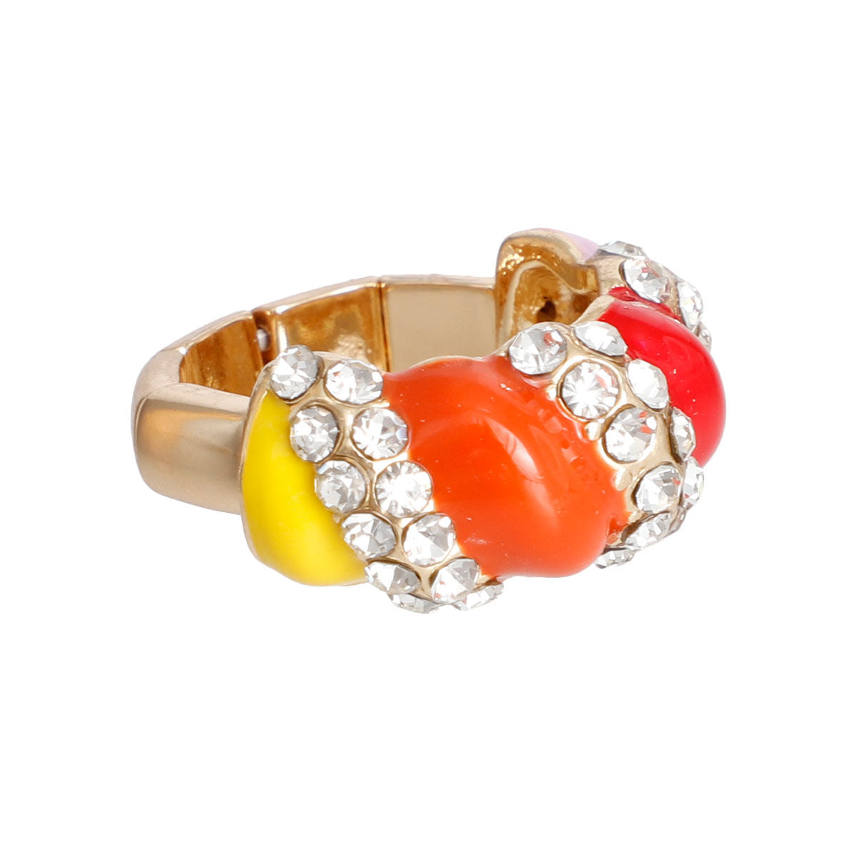 Statement Twisted Cocktail Ring in Multi Color and Gold, Trendy Fashion Jewelry