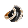 Statement Dome Cocktail Ring in Black and Gold, Trendy Fashion Jewelry