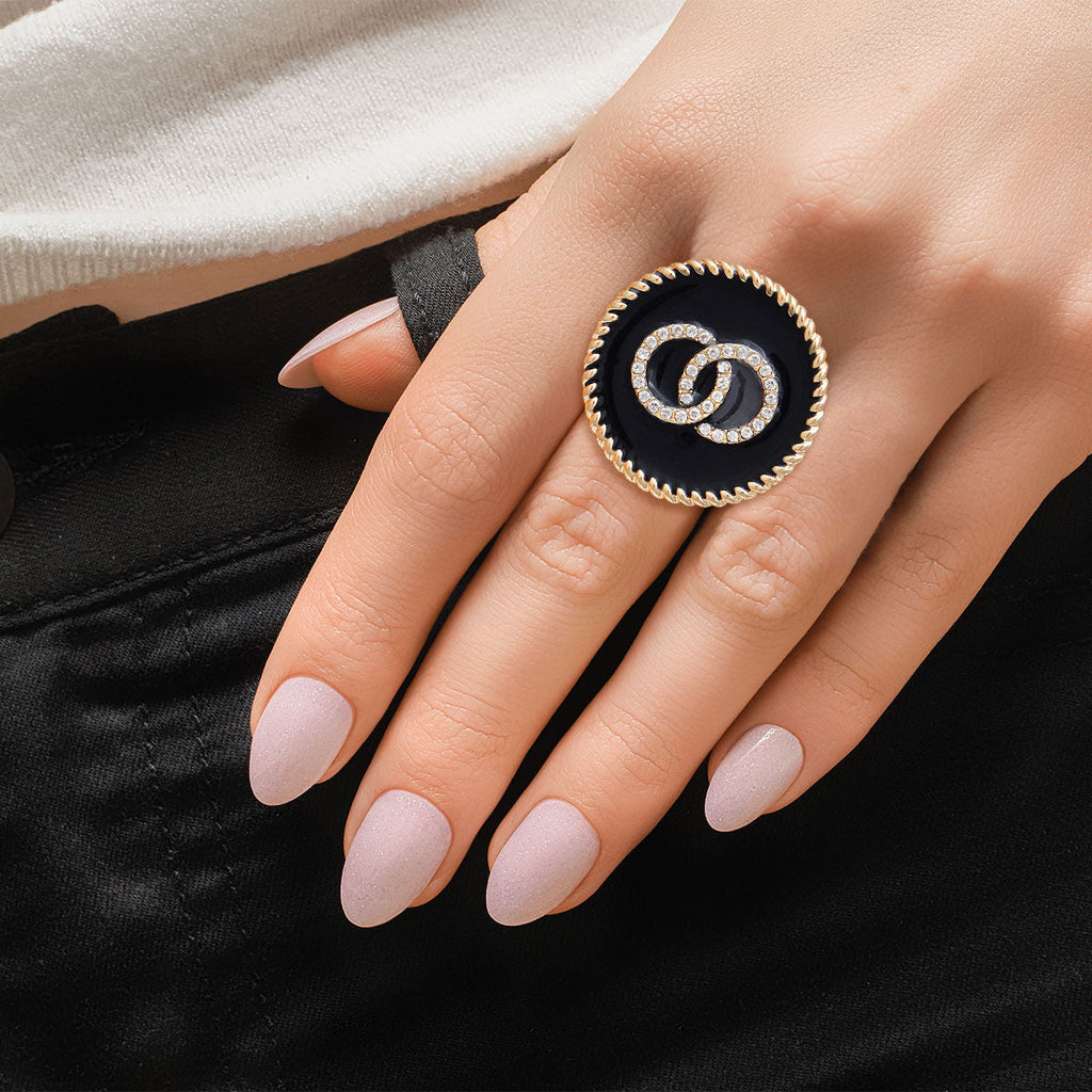 Adjustable Black Infinity Ring – Stylish Fashion Jewelry Accessory