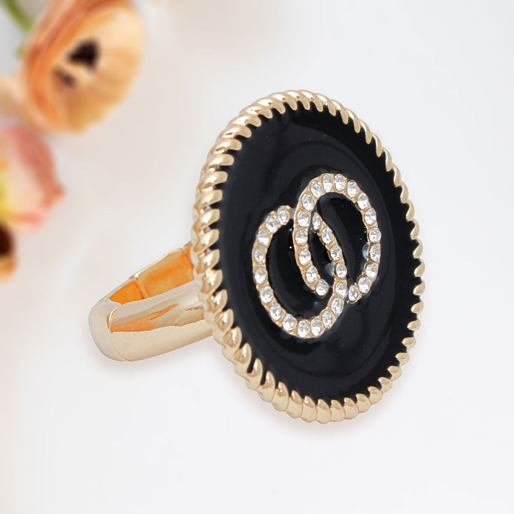Adjustable Black Infinity Ring – Stylish Fashion Jewelry Accessory