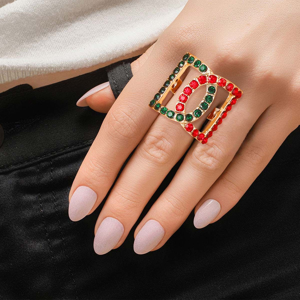 Double D Ring Accessory in Red and Green – Stylish Fashion Jewelry