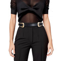 Women’s Double Buckle Western Belt Black Stone Stylish Accessory