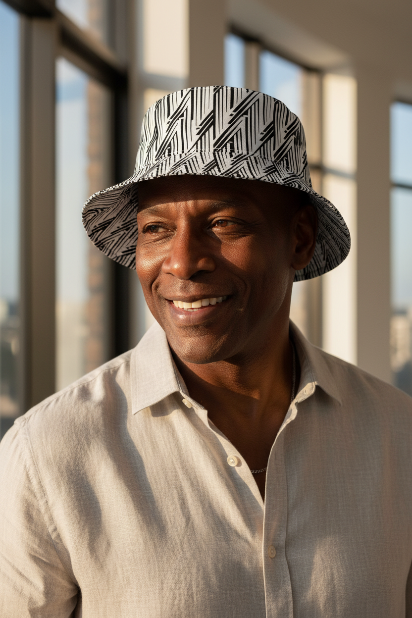 Glitch Stripe Reversible Bucket Hat – Limited Drop – Black White Neo-Futurist All-Over Print