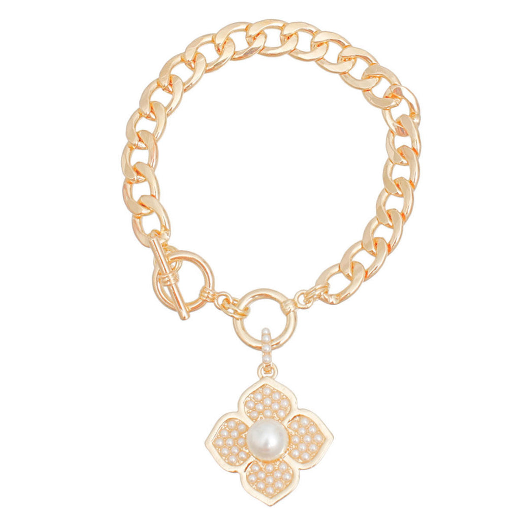 Flower Bracelet Pearl Bloom Stylish Statement Jewelry Accessory