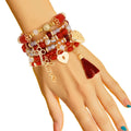 Glass Bead Love Bracelets Burgundy Stylish Trendy Jewelry