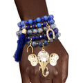 Charm Bracelet Set with Blue Bead Elephant Charm – Trendy Stylish Jewelry Accessory