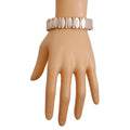Oval Mixed Metal Statement Bracelet Stylish Fashion Jewelry Accessory