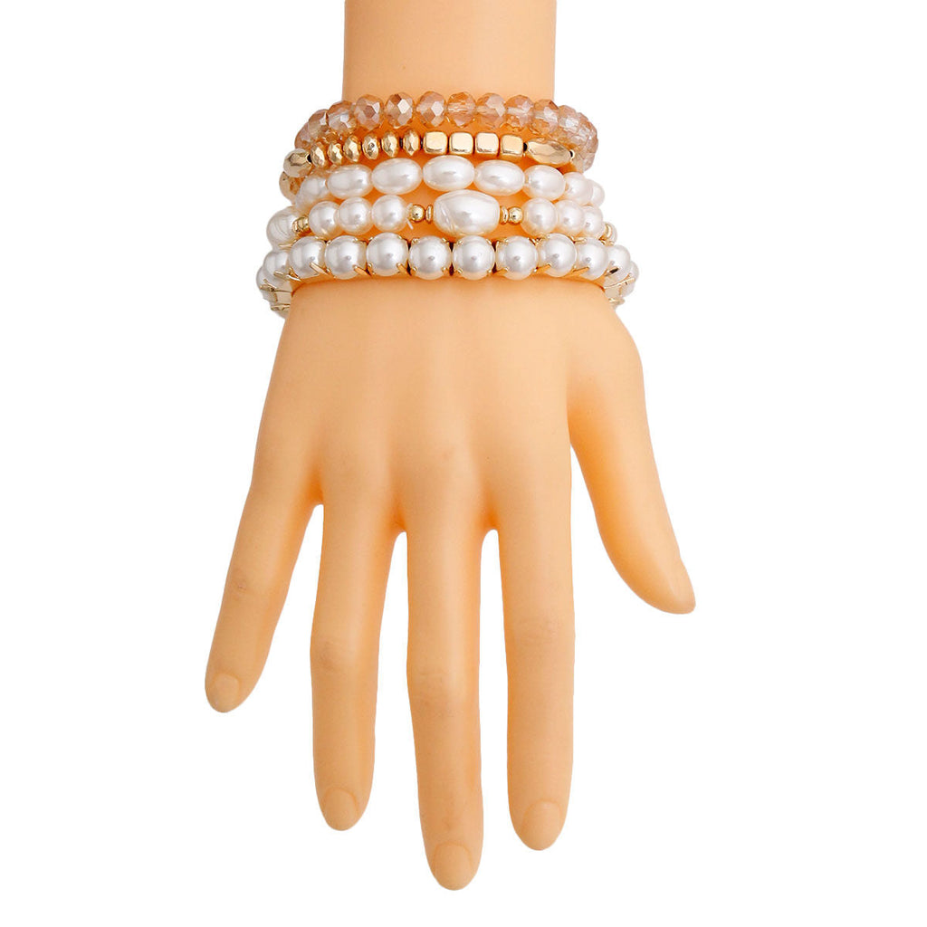 Pearl and Glass Beads Bracelet Stylish Elegant Fashion Jewelry Accessory