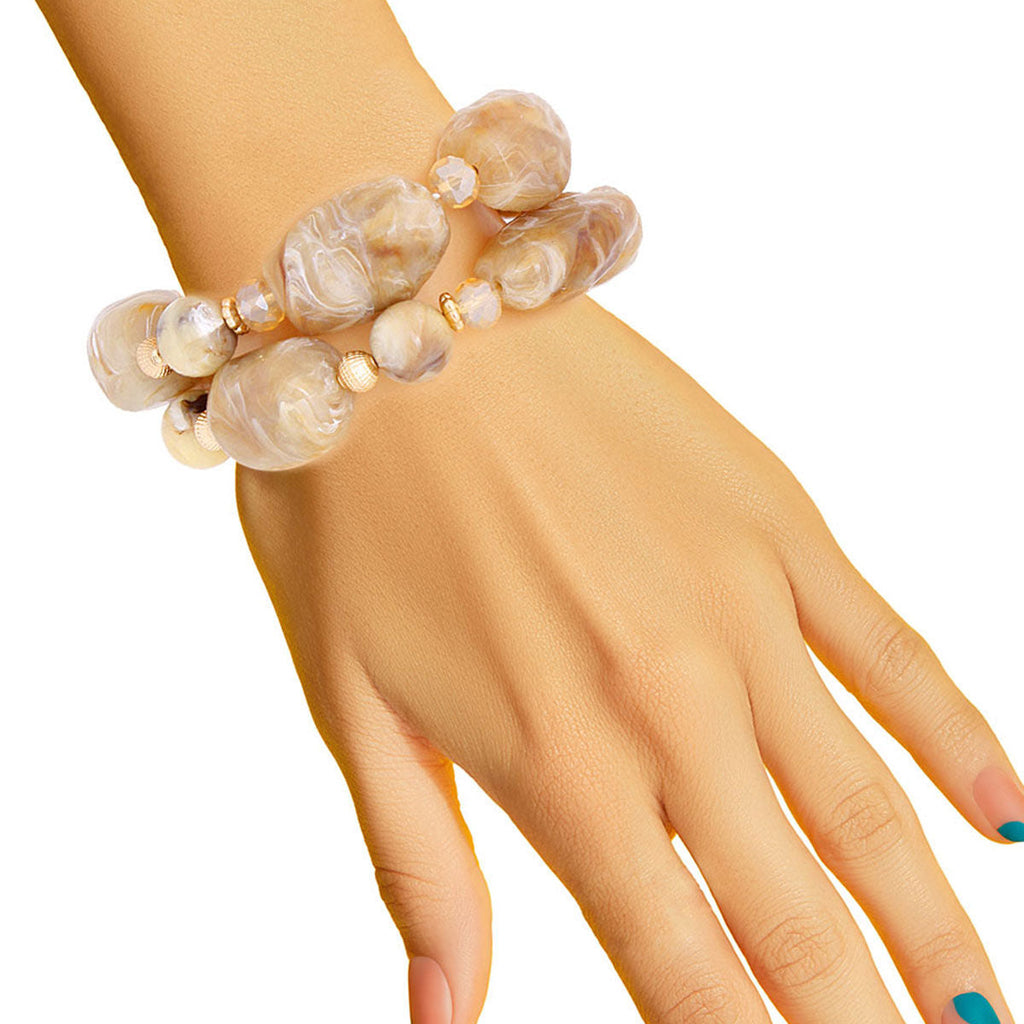 Bead Bracelets Light Brown Marbled Stylish Casual Jewelry Accessories