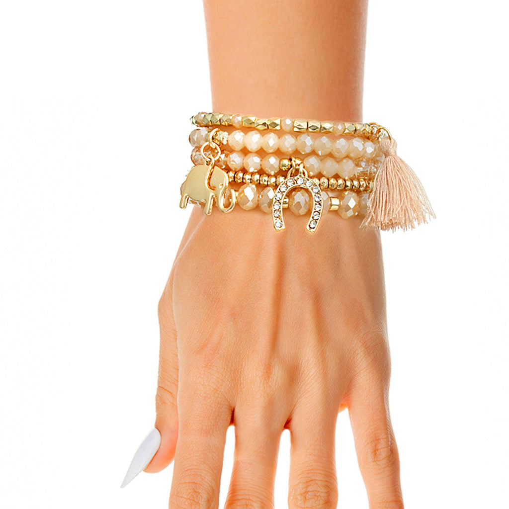 Bracelets Light Brown Elephant Horseshoe Stylish Fashion Jewelry Accessories