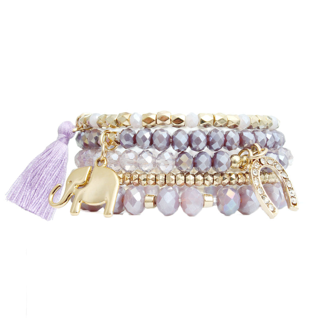 Elephant and Horseshoe Bracelets Light Purple Stylish Jewelry Accessories