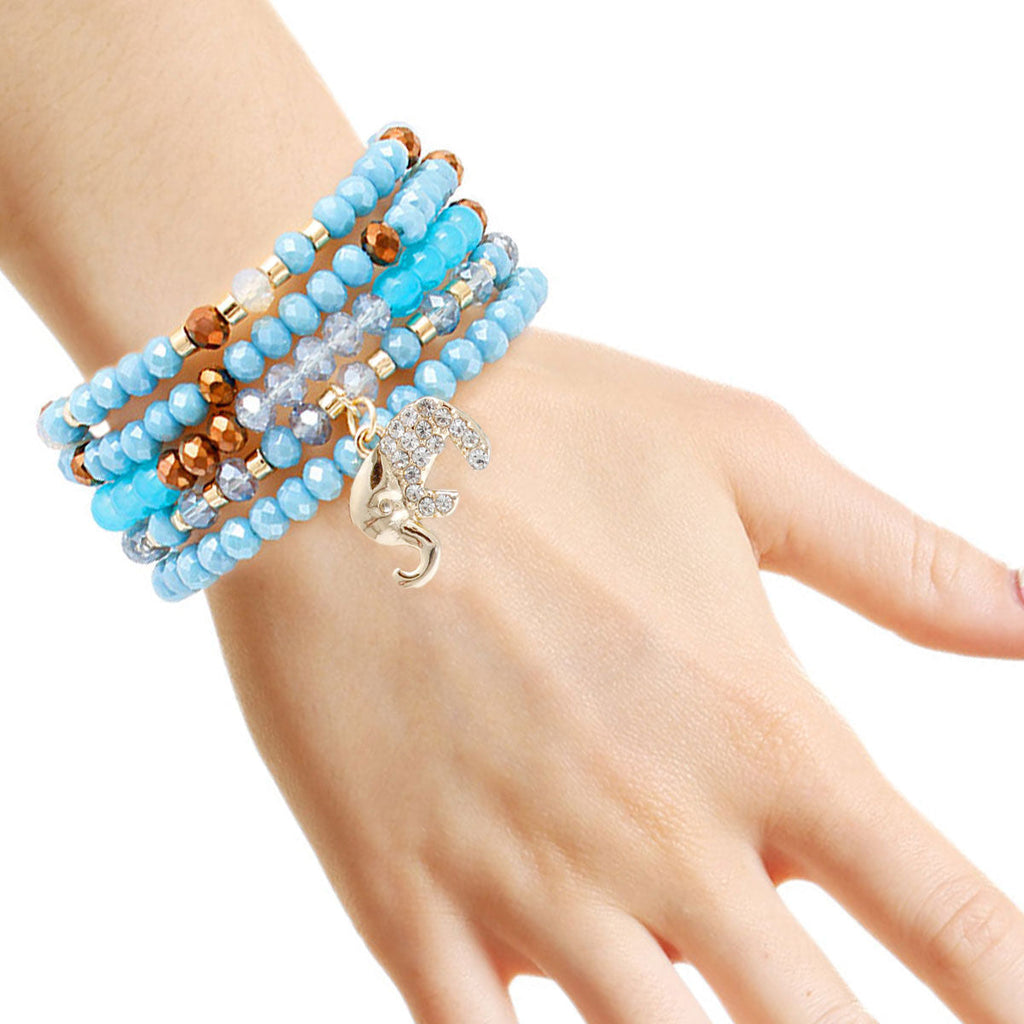 Elephant Bracelets 5 Pcs Light Blue Trendy Fashion Jewelry Accessories