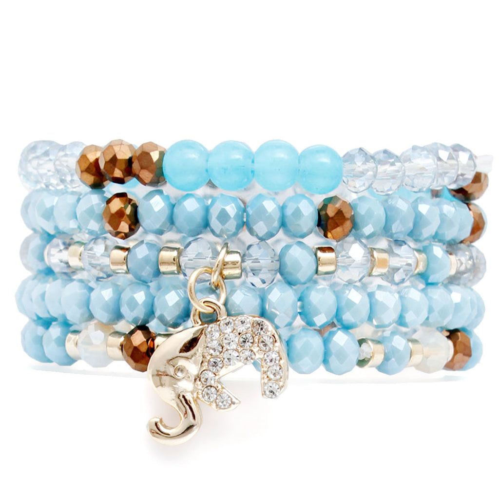Elephant Bracelets 5 Pcs Light Blue Trendy Fashion Jewelry Accessories