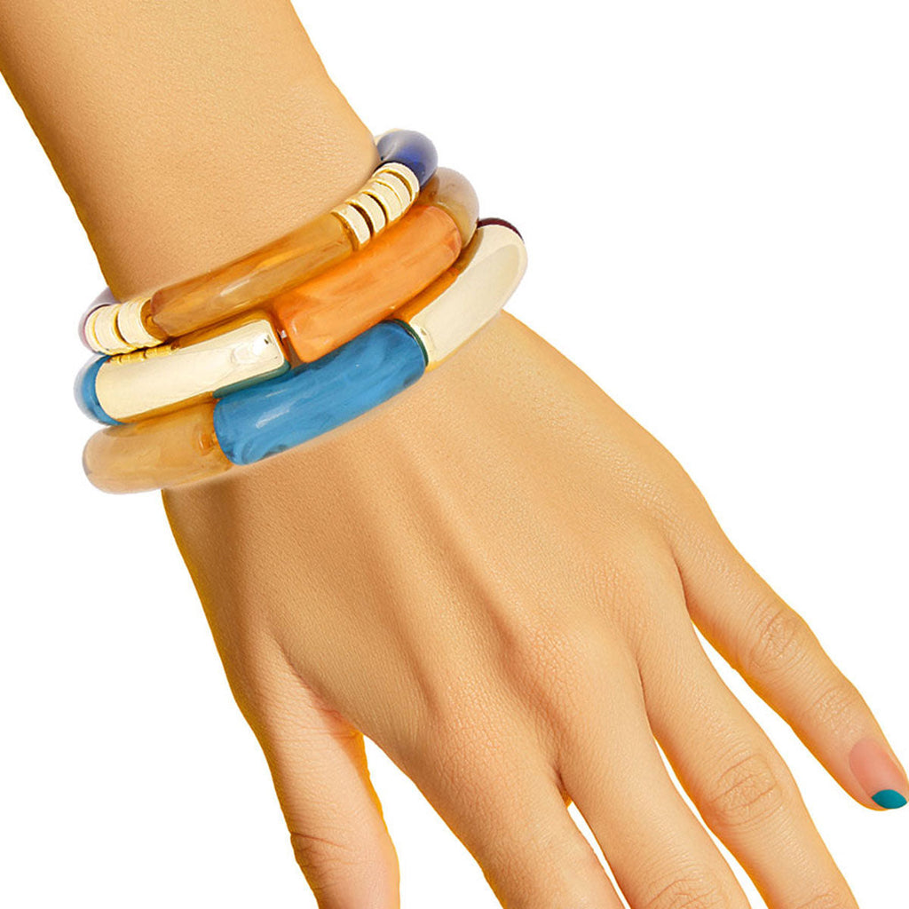 Stretch Tube Bangles Dark Multi Layered Stylish Jewelry Accessories