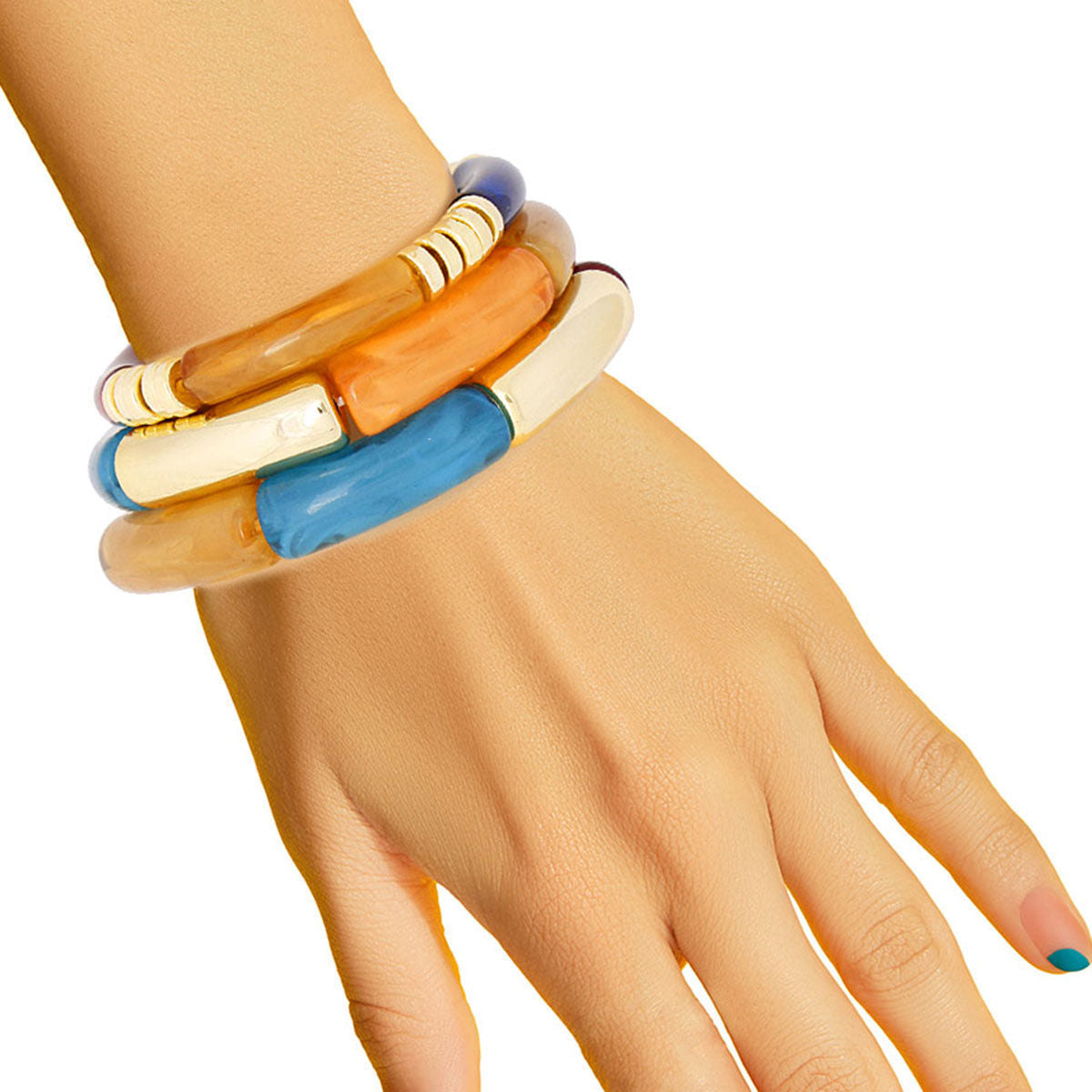 Stretch Tube Bangles Dark Multi Layered Stylish Jewelry Accessories