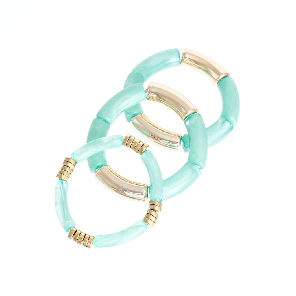Stretch Tube Bangle Set Turquoise Stylish Statement Jewelry