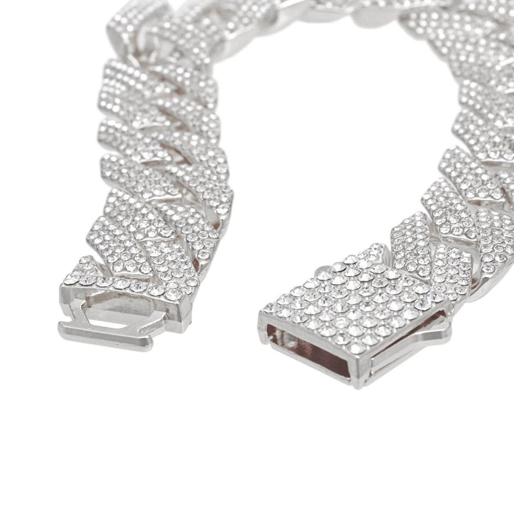 Women’s Silver Iced Diamond Cuban Chain Bracelet – Stylish Statement Jewelry