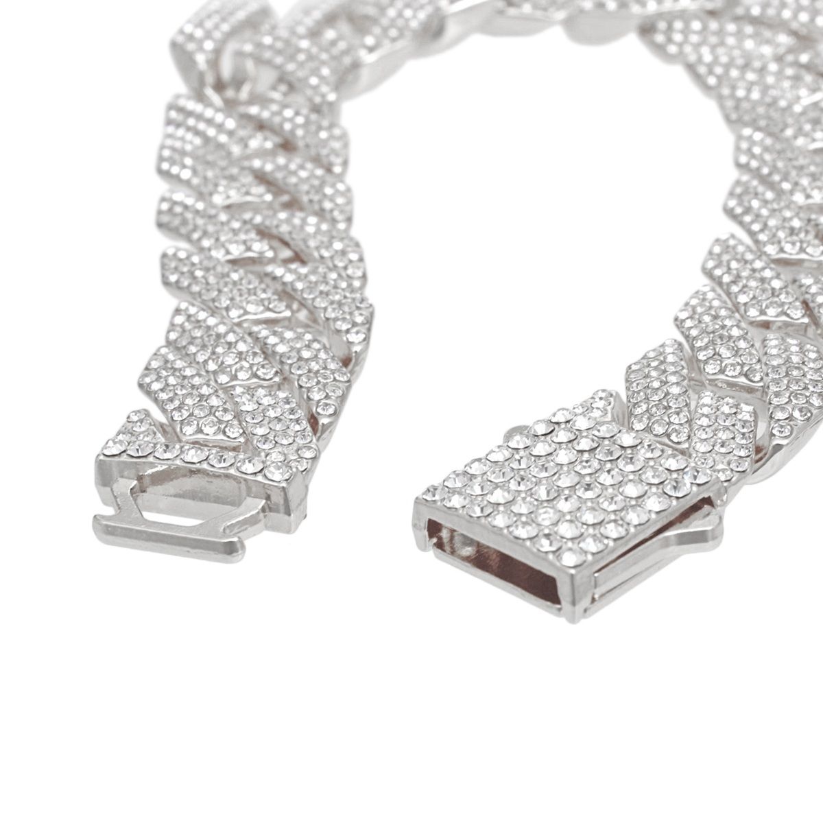 Women’s Silver Iced Diamond Cuban Chain Bracelet – Stylish Statement Jewelry