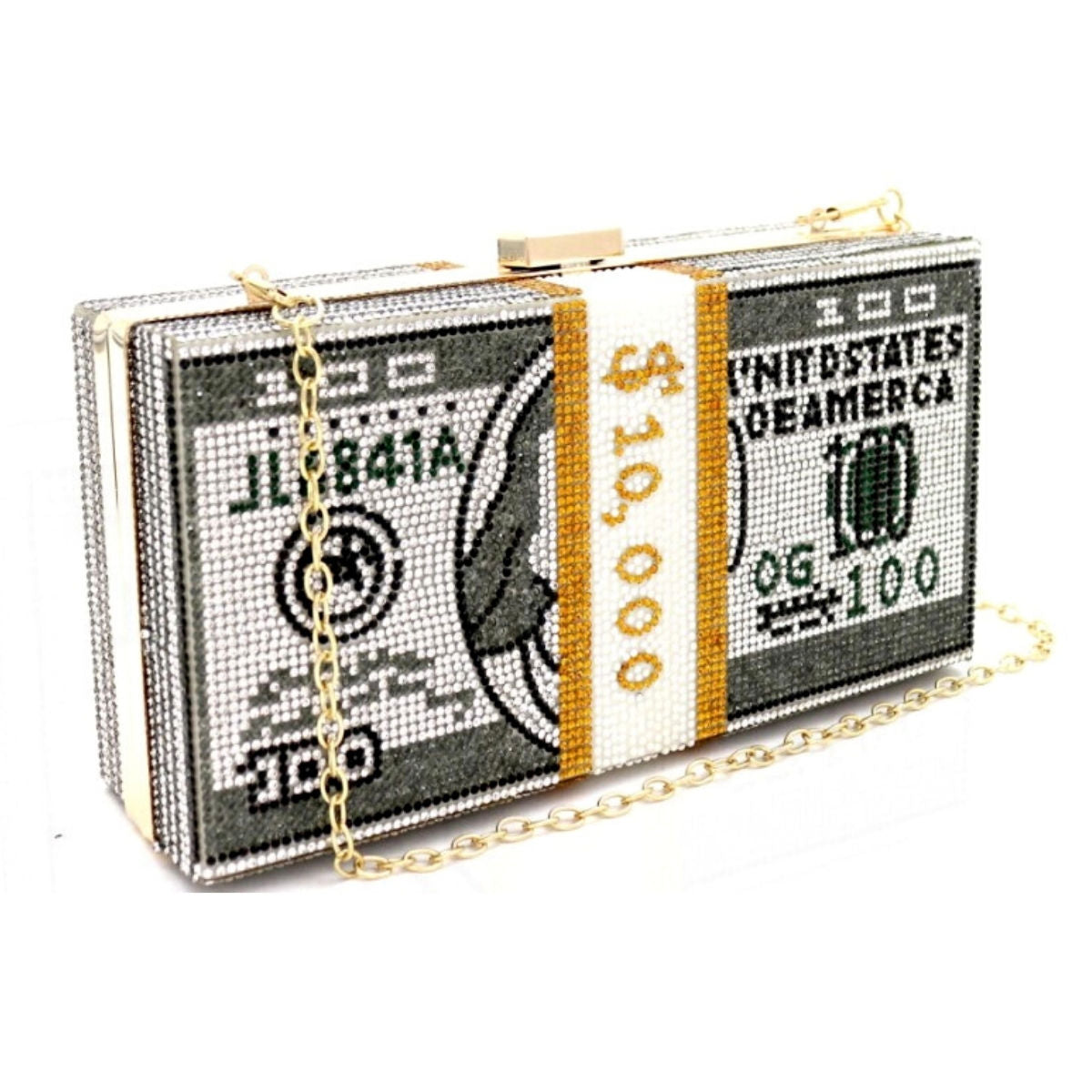 Rectangle Clutch Black Bling $10K Stylish Statement Handbag