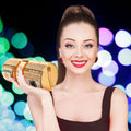 Fashion Clutch Gold Bling Rolled Benjamins Stylish Statement Accessory
