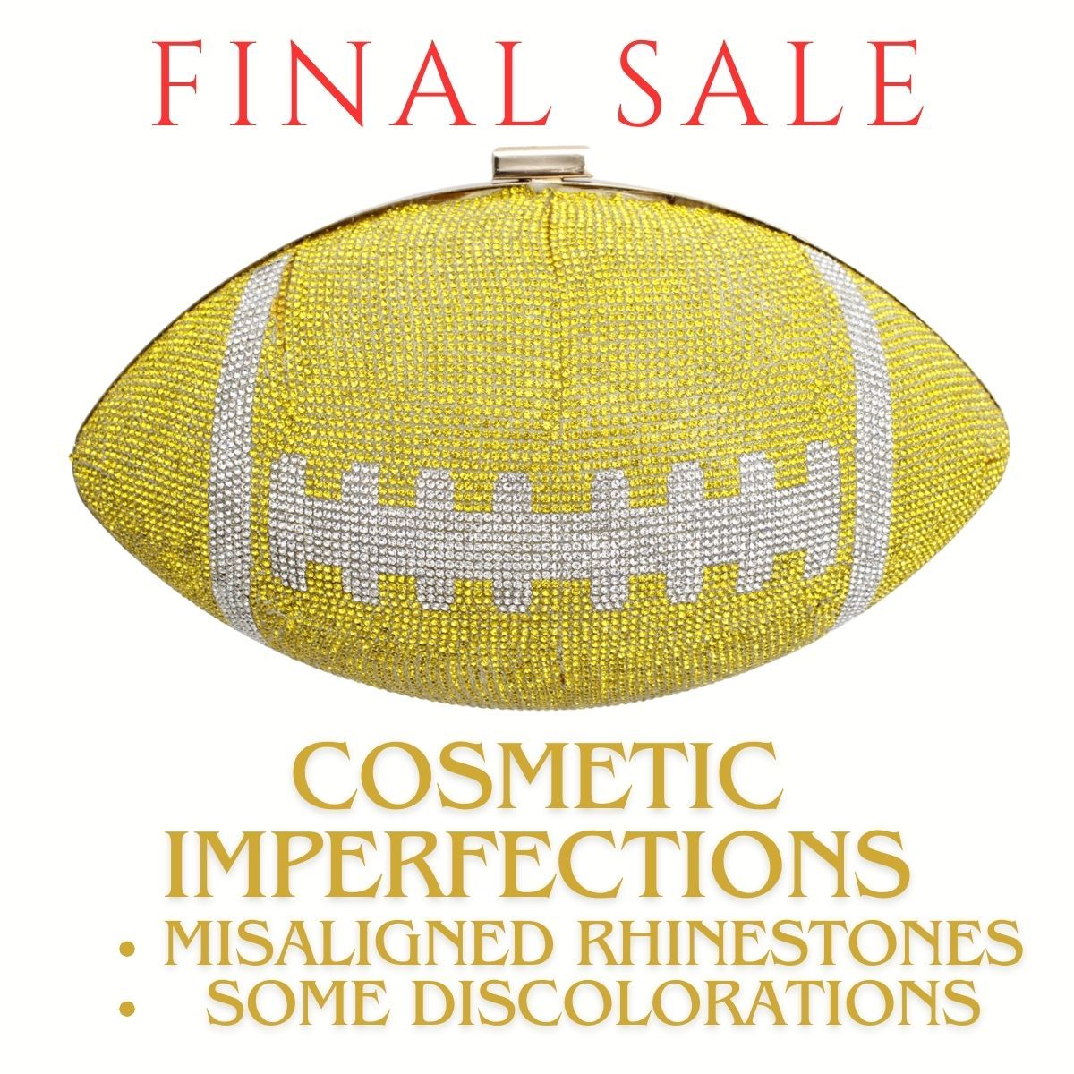 Fashion Clutch Yellow Bling Football Statement Accessory Final Sale