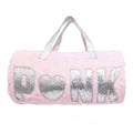 Fashion Duffel Bag Pink Fur Glitter Trendy Statement Accessory