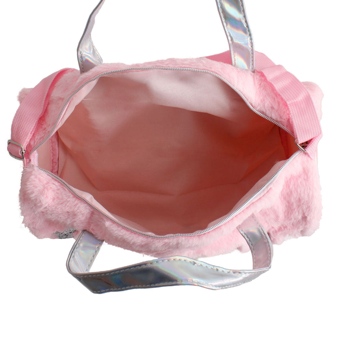 Fashion Duffel Bag Pink Fur Glitter Trendy Statement Accessory