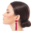Seed Bead Earrings Fuchsia Flower Stylish Statement Jewelry