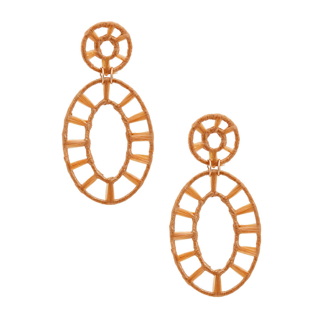Oval Raffia Gold Earrings – Stylish Statement Jewelry