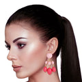 Drop Earrings with Pink Resin Beads – Trendy Statement Jewelry