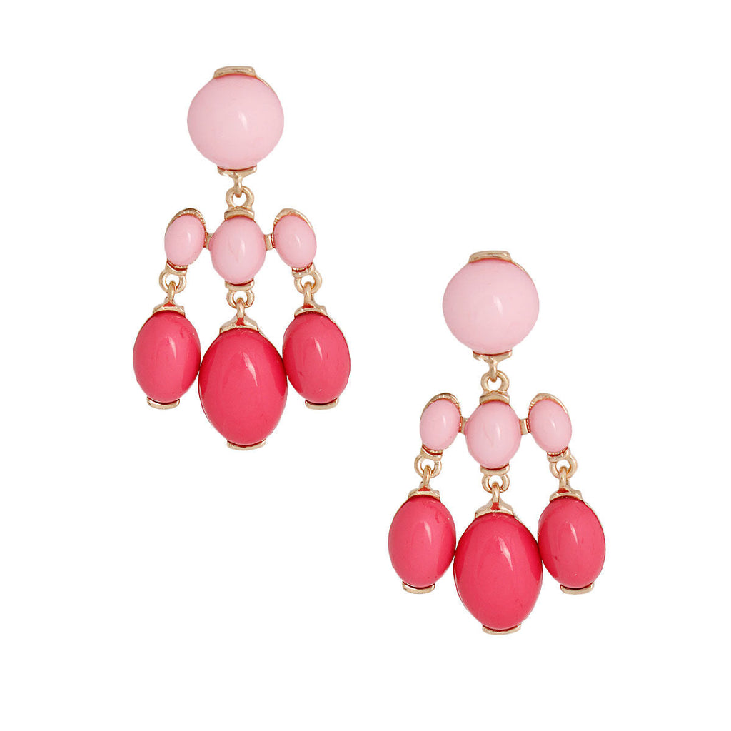 Drop Earrings with Pink Resin Beads – Trendy Statement Jewelry