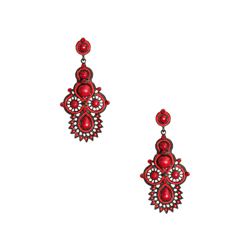 Statement Soutache Earrings in Black and Wine, Stylish Fashion Jewelry