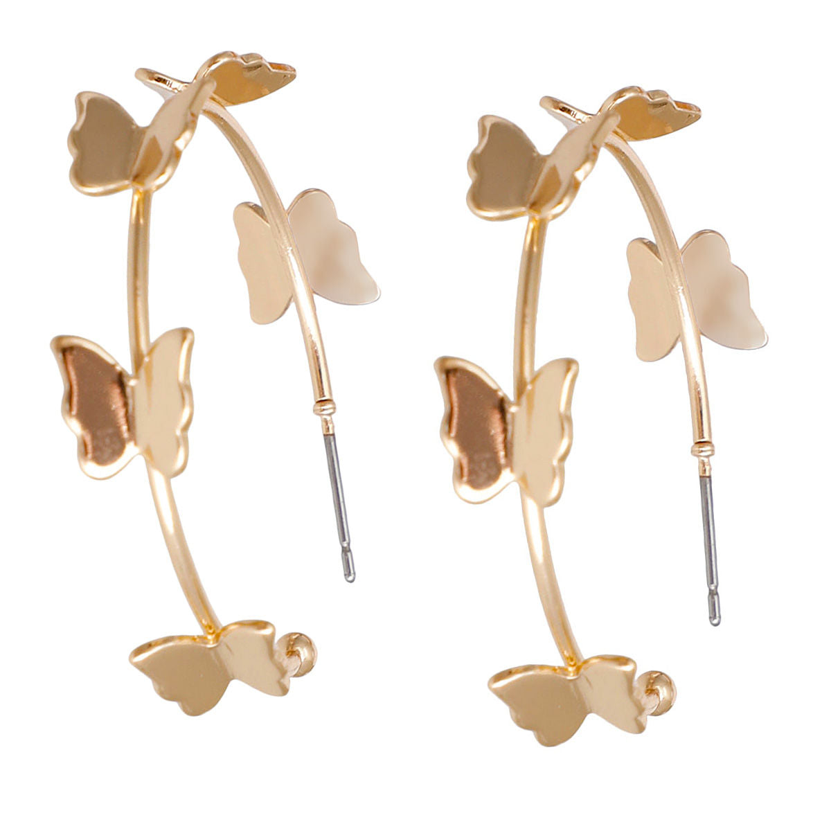 Statement Gold Butterfly Open Hoop Earrings Stylish Chic Jewelry