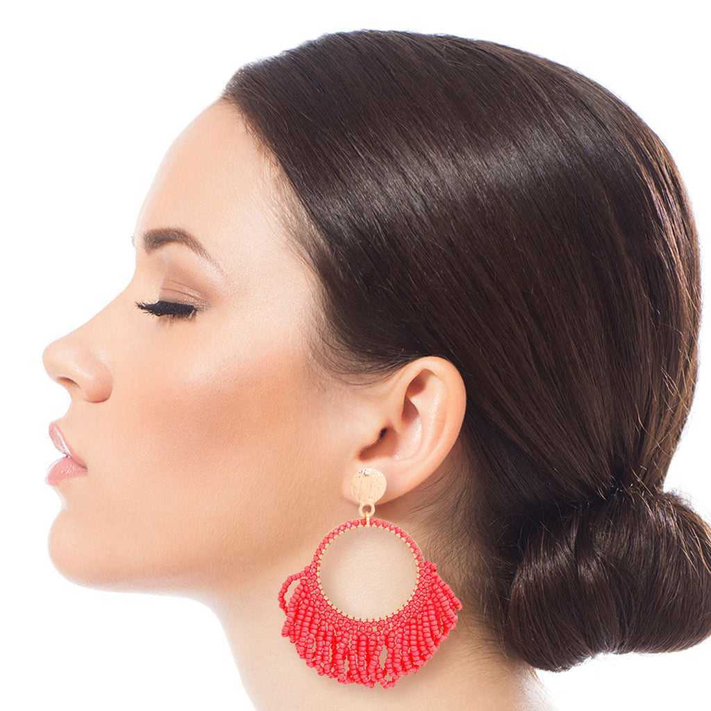 Seed Bead Draped Earrings Stylish Statement Jewelry