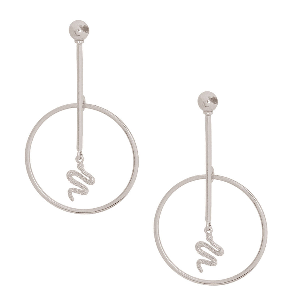 Snake Charm Silver Bar Earrings – Trendy Fashion Jewelry