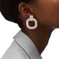 Squared Gold Pave Statement Earrings – Stylish Fashion Jewelry