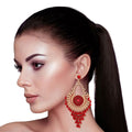 Statement Burgundy Beaded Mandala Earrings – Trendy Chic Jewelry Accessory